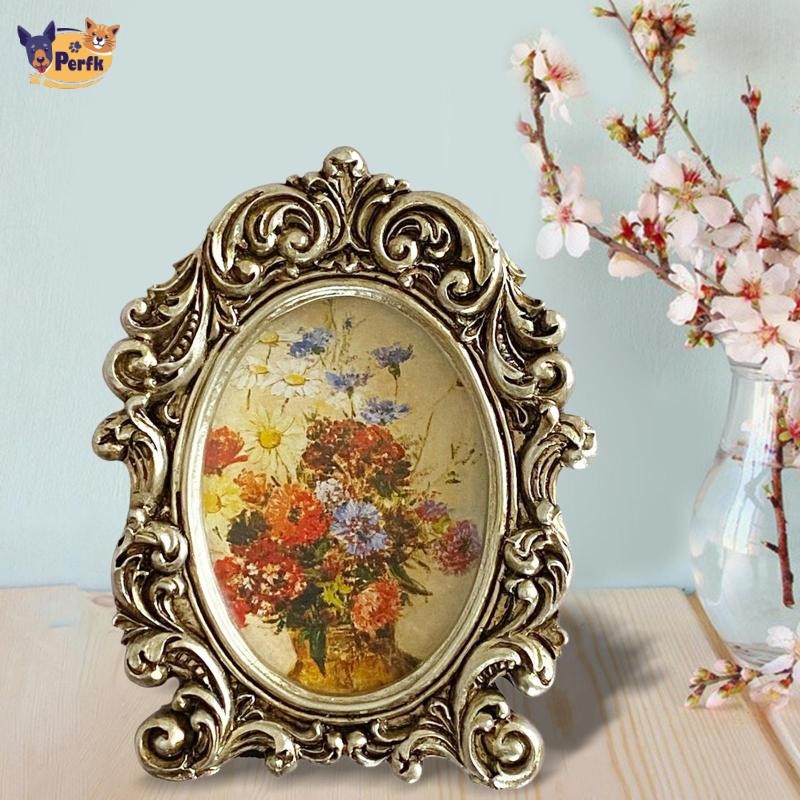 Khung Ảnh Retro Để Bàn Khung Ảnh Treo Tường Trang Trí Phòng Ngủ Đám Cưới, Vàng, Khung Ngoài 10cmx12cm