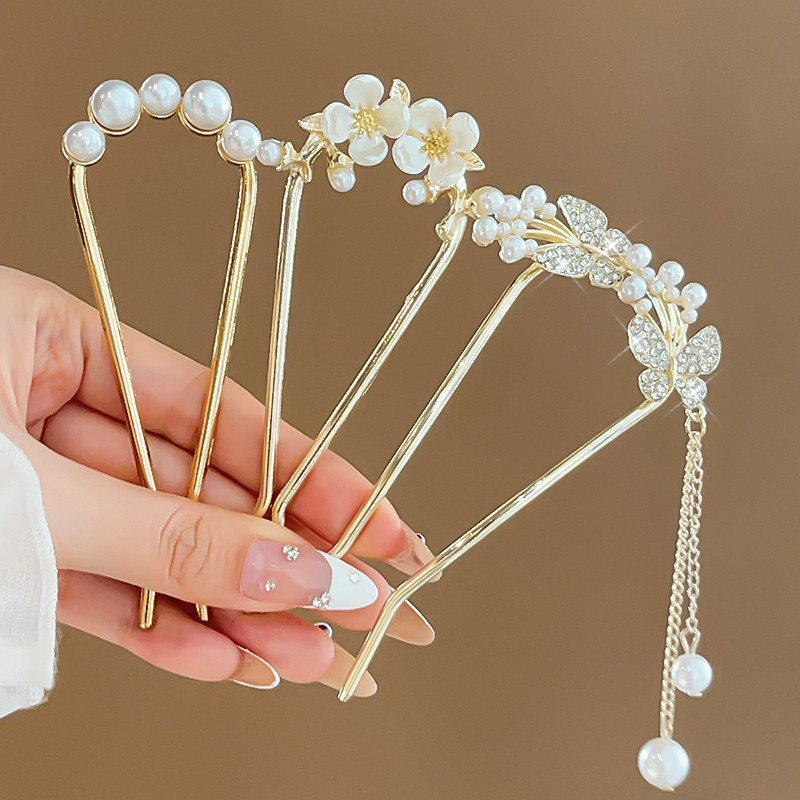 Kẹp Tóc Giả Ngọc Trai Hình Chữ U Phong Cách Cổ Điển Trung Hoa Cho Người Phụ Nữ