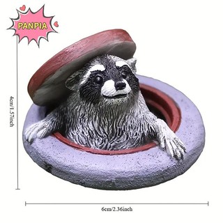 Pnpia Raccoon Trang Trí Dưới Nắp Lỗ Cửa Vườn Microlandscape Mô Phỏng Động Vật Nhựa Trang Trí Cho Sân Vườn Trong Nhà / Ngoài Trời, Bãi Cỏ, Trang Trí Để Bàn Boutique