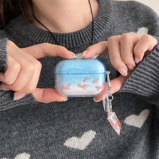 Mặt dây chuyền hình cá Koi + màu xanh Gradient cho AirPods 1 / 2 3 Pro Pro2 pro3 Airpods4