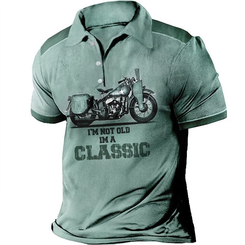 Bán Nam Tay Ngắn golf polo Áo In Chữ vintage Xe Máy Thể Thao Ngoài Trời Dạo Phố Thời Trang