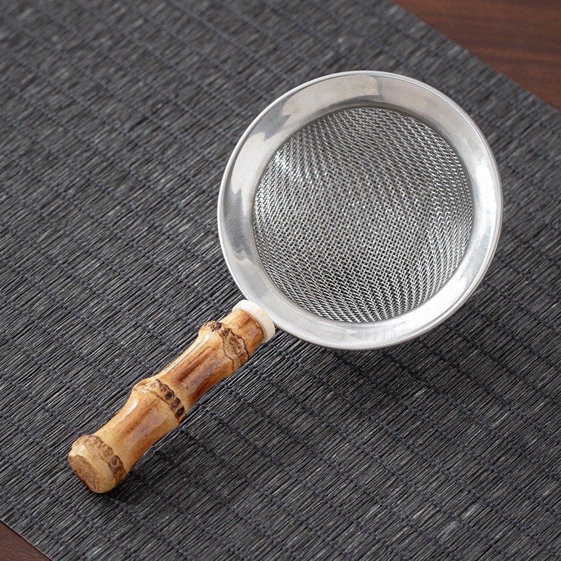 Lọc Trà, Lược Trà Cán Tre, Rây Lọc Bột Matcha Bằng Inox 304 Lưới Lọc Siêu Mịn Và Bền Chắc