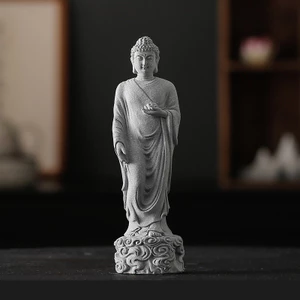 Tượng Phật Như Lai Bằng Đá Sa Thạch Xanh Dùng Trang Trí Tiểu Cảnh, Bonsai, Thủy Sinh Bể Bán Cạn Terrarium, Tượng Phật