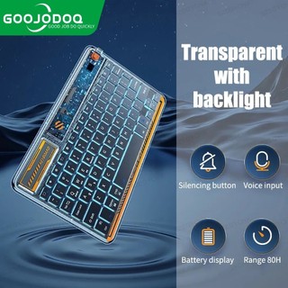 Bàn phím Bluetooth không dây có đèn nền Goojodoq có đèn LED cho máy tính xách tay Máy tính bảng Android trong suốt