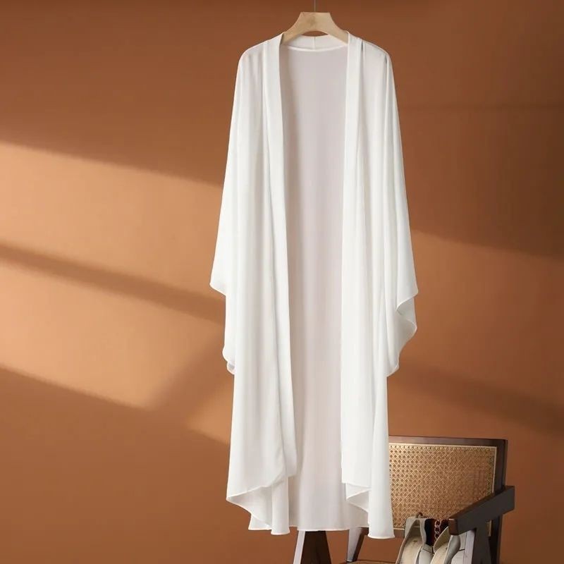 Khăn choàng voan bên ngoài mỏng cỡ lớn tay áo búp bê dài cổ tích Cardigan 雪纺披肩 外搭薄大码蝙蝠袖长款 仙女开衫 4