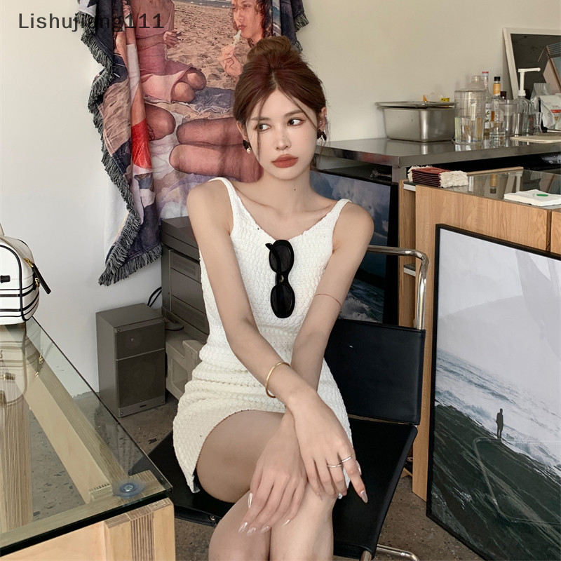 Li Backless Váy Nữ Dệt Kim Phong Cách Hàn Quốc Hotsweet Sang Trọng Vỏ Mini Đầm SHU