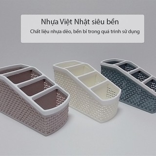 Khay đựng đồ tiện ích 4 ngăn nhựa Việt Nhật , Kệ để bàn ống cắm bút 5696