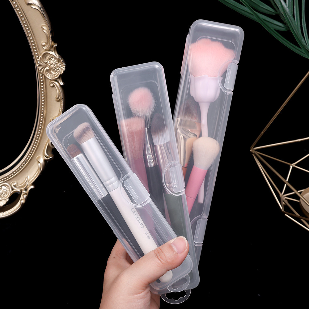Hộp đựng cọ trang điểm trong suốt - Dành cho bút chì kẻ mày, bút viết, bộ đồ ăn - Hộp đựng mỹ phẩm di động - Hộp đựng chống bụi có nắp đậy