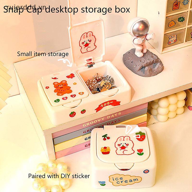 # NEW # Hộp sắp xếp bàn hoạt hình Nút Hộp đựng mỹ phẩm có nắp Hộp đựng đồ trang sức Hộp đựng mỹ phẩm.