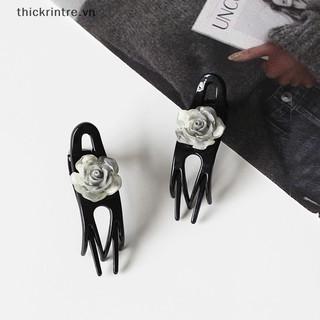 THI Thanh Lịch Tinh Tế Hoa Camellia Vuốt Tóc Tính Khí Đơn Giản Mực Hoa Cảm Giác Cao Cấp Kẹp Lưng Phụ Kiện Tóc VN