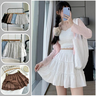 Chân váy nữ dáng xòe hai tầng NHỎ CLOTHING chất xốp đũi mềm mịn mặc mát phong cach tiểu thư có bigsize 50-95kg CV409