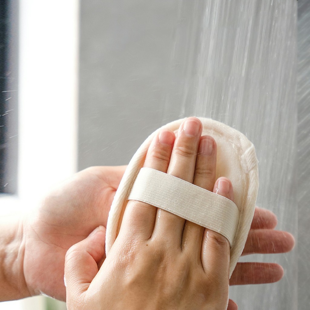 Bông tắm và rửa mặt bằng xơ mướp tự nhiên giúp massage da và loại bỏ tế bào chết nhẹ nhàng hàng 14.5X10cm FETA