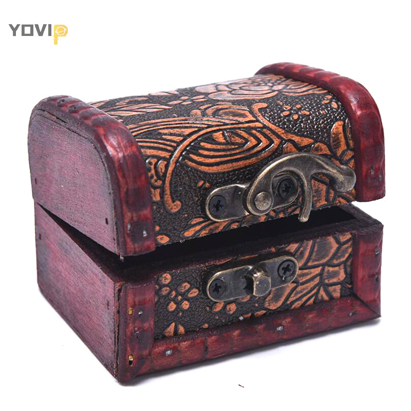 Yovip Cổ Gỗ Kho Báu Ngực Hộp Bảo Quản Trang Sức Tổ Chức Hộp Quà VN