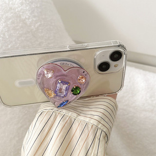 Giá đỡ điện thoại từ tính kim cương tình yêu cho vỏ Magsafe và IPhone 15 14 13 12 Pro Max 14 Plus có thể gập lại Pop Ring Grip Giá đỡ bàn co giãn Màu p3