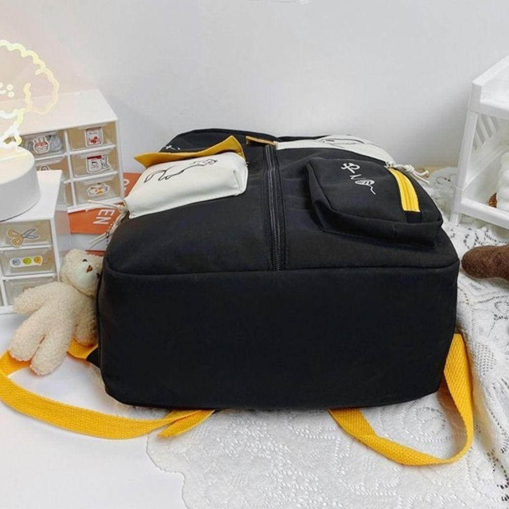 Ba lô học sinh HOBBYIN, Ba lô nữ Nylon dung tích lớn, Ba lô du lịch mèo hoạt hình chống nước dễ thương dành cho học sinh