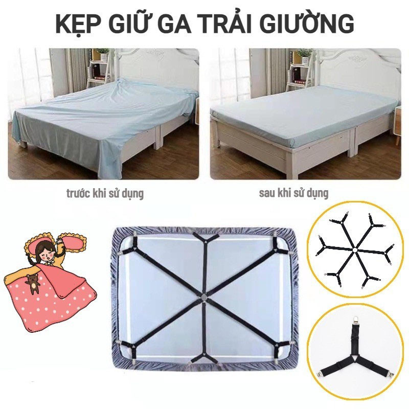 Giá đỡ ga trải giường,Kẹp giường giữ khăn trải giường tại chỗ，Vòng 6 Chiều 2 Kẹp，Có thể điều chỉnh, kim loại