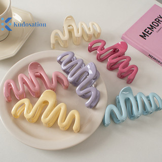 Kudosation Dopamine Màu Kem Hình Học Sóng Đường Lưng Vuốt Tóc Vuốt Tóc Kẹp Nữ Cô Gái Kẹp Tóc Đuôi Ngựa Phụ Kiện Tóc Trang Trí