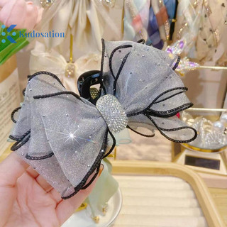 Kudosation Phong Cách Hàn Quốc Lưới Nơ Kim Cương Giả Vuốt Tóc Vintage Thanh Lịch Kẹp Tóc Kẹp Tóc Cho Nữ Thời Trang Phụ Kiện Tóc