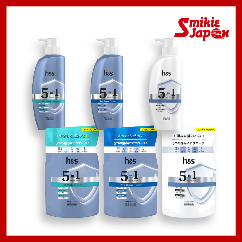 H&S 5in1 Cool Cleanse/Moisture Shampoo/Conditioner Pump 340ml& refills ...