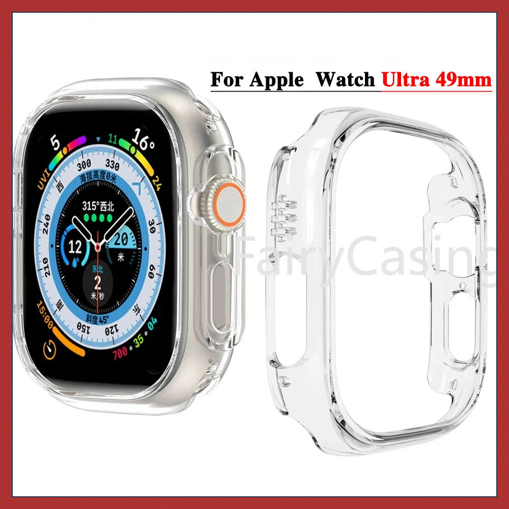 Ốp lưng trong suốt S11 cho Apple Watch Ultra 2 49mm series 9 8 7 45mm 41mm 44mm 40mm 44 45 mm Khung trong suốt toàn diện cho iwatch 8 4 3 5 se 6 7 49 mm Vỏ trong suốt