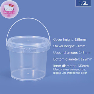 Xô + Nắp Nhựa Moonlights 150ML-1500ML - Trắng Trống Có Tay Cầm - Thùng Đựng Thực Phẩm Lớn EN