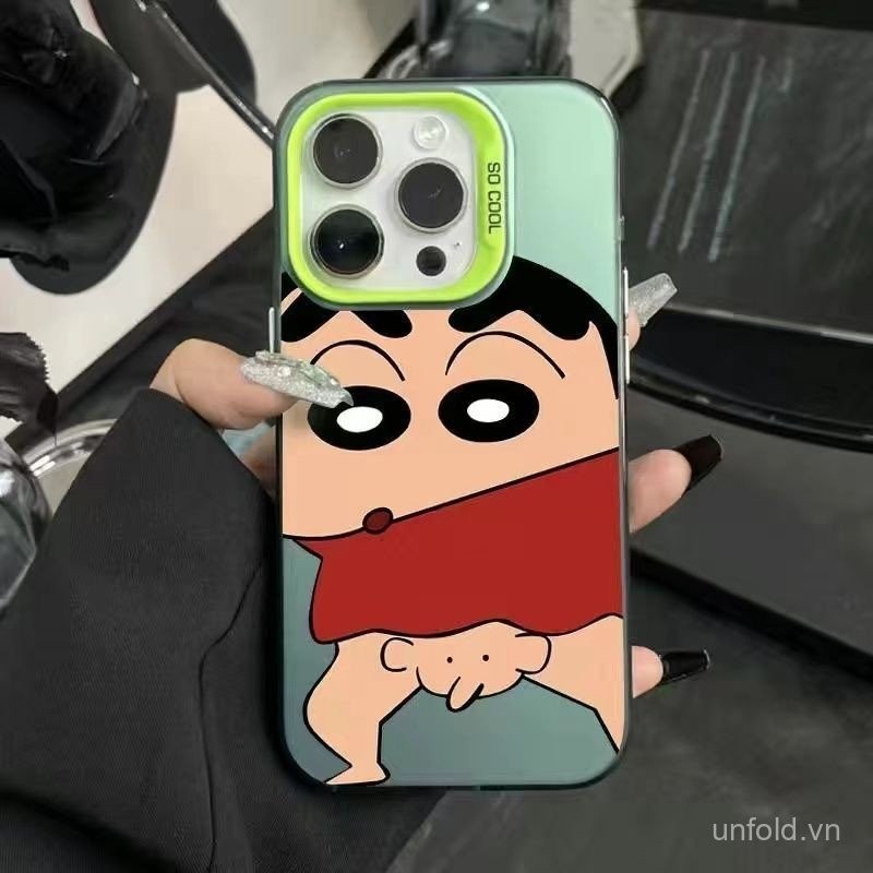 Ốp Điện Thoại Hoạt Hình Voi Shin-Chan QYJS Thích Hợp Cho IPhone 15 14 13 ProMax 11 12 PRO 14 15 plus X XS XR XSMAX SE 7 8 plus Vỏ Cứng Phong Cách Mới Mờ Độc Đáo JK6O