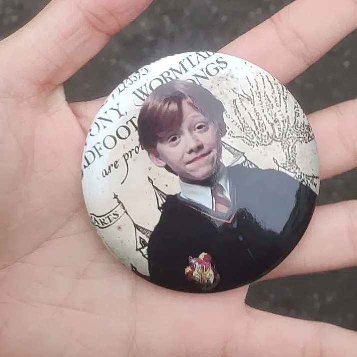 Huy hiệu Harry Potter 58mm, Pin tùy chỉnh, Ron Weasley, Hermione Granger, Huy hiệu kim loại tròn, Pin Doujinshi