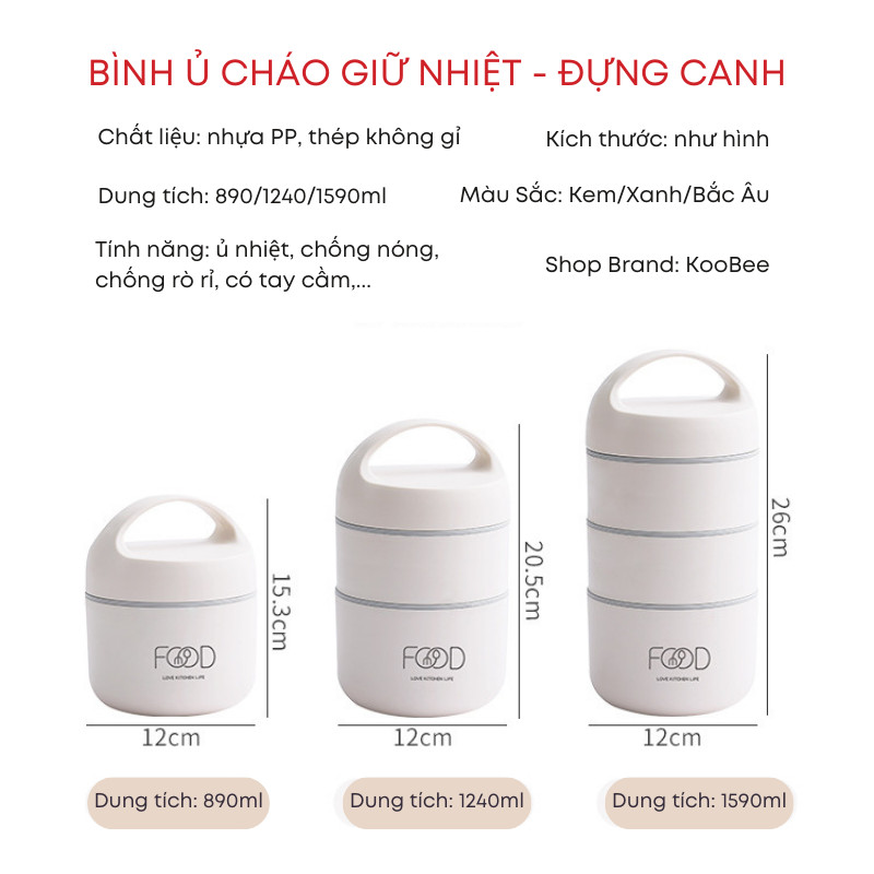 Cặp Lồng Cơm Giữ Nhiệt - Hộp Đựng Cơm Canh, Bình Ủ Cháo Inox 304 3 Lớp Chống Nóng Cao Cấp | 248