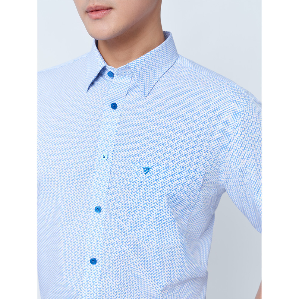 Sơ mi ngắn tay vạt tròn VIETTIEN vải Hoa hồng form REGULAR VT00000297