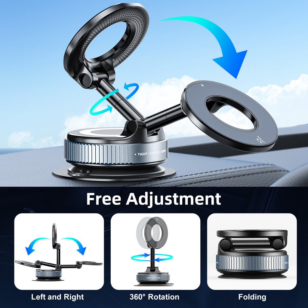 Ảnh Giá đỡ điện thoại ô tô từ tính Fonken Cốc hút chân không 360° Giá đỡ điện thoại có thể gập lại có thể xoay được Thích hợp cho điện thoại thông minh 1