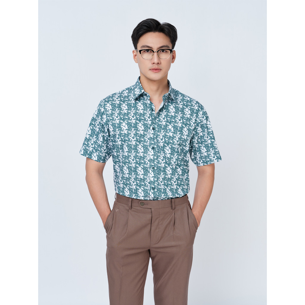 Sơ mi ngắn tay lai ngang VIETTIEN SMART CASUAL vải sợi tre phom REGULAR VT00000312