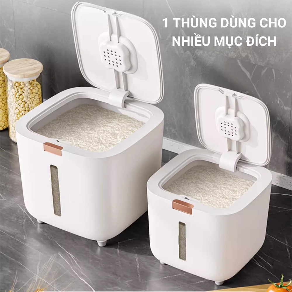 Thùng Đựng Gạo Thông Minh 5kg 10kg – Chống Côn Trùng, Chống Ẩm, Kín Nắp Tự Động