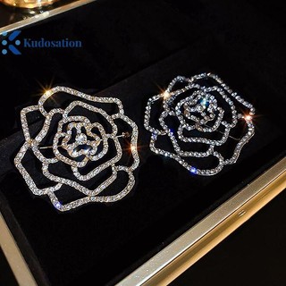 Kudosation Tính Khí Sáng Bóng Kim Cương Giả Hoa Thổ Cẩm Tinh Tế Rỗng Hoa Xòe Cho Nữ Thời Trang Phù Hợp Với Quần Áo Trang Sức Phụ Kiện