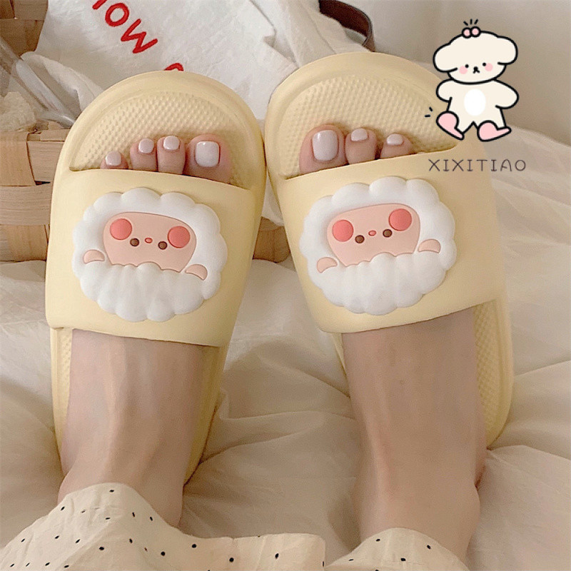 Xixitiao Dép Mùa Hè Nhà Thường Ngày Phong Cách Mới Thời Trang Đế Mềm Dễ Thương Cừu Nhỏ Nữ