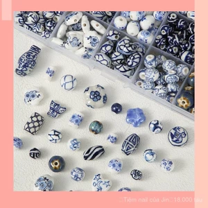 Mới Phong Cách Trung Hoa Xanh Trắng Sứ Mận Hạt Gốm Retro, Vật Liệu Handmade DIY, Vòng Tay Rời Hạt Phụ Kiện