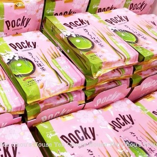 Bánh socola que Glico Pocky Sakura Matcha 8 túi x 6 gói