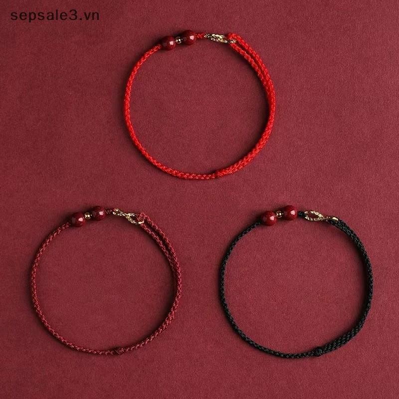 # sepsale # Vòng tay may mắn đơn giản thời trang dành cho nam giới Biểu tượng thủ công Vòng tay cặp đôi Cinnabar Vòng tay hạt Quà tặng.