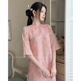 Áo dài cách tân nữ 4 tà thiết kế thêu hoa hồng chất liệu vải tơ mềm mại -Jn Design J91