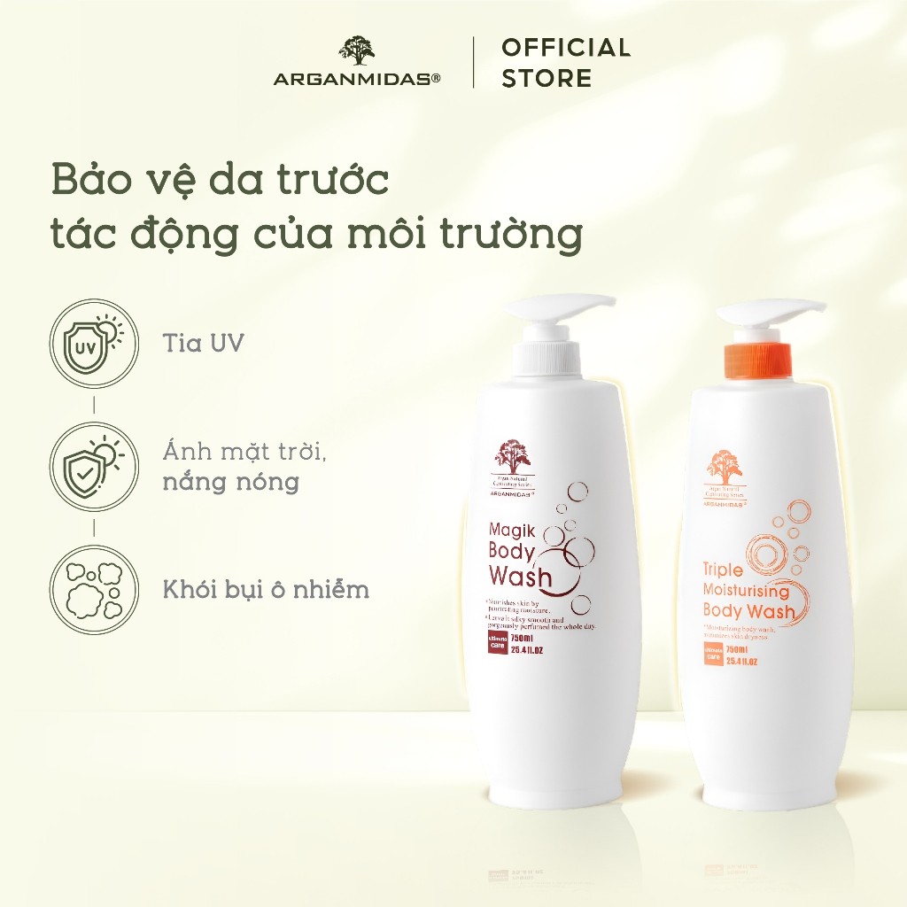 Ảnh Sữa tắm dưỡng trắng siêu dưỡng ẩm Arganmidas Argan Oil làm sạch và sáng nuôi dưỡng da mịn màng - 750ml 4