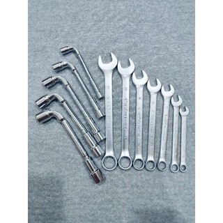 Combo 5 khóa ống điếu chữ L thép CRV cứng cáp (8,10,12,13,14) và 7 khóa cờ lê (8,10,12,13,14,17,19) chuyên sửa chữa xe