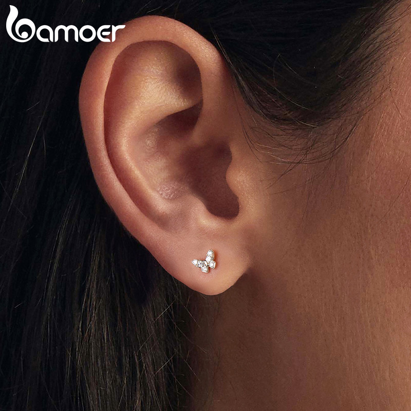 Bamoer 925 Sterling Sliver Bông Tai Bướm Moissanite Trang Sức Quà Tặng Cho Nữ