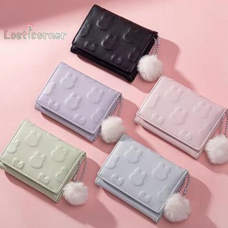 Lostcorner Hoạt Hình Ví Nhỏ Dễ Thương Hàn Quốc Ví Ngắn Nữ Màu Trơn Họa Tiết Dễ Thương Đơn Giản Nhiều Thẻ Túi Zero Ví Mới