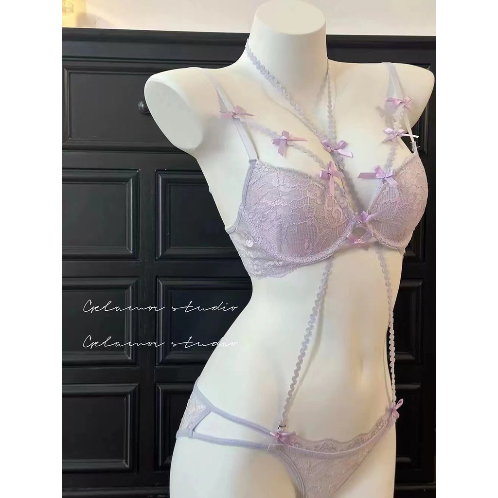 Gợi Cảm Ren Nơ Dây Cổ Thép Vòng Push-Up Bra Set Nơ