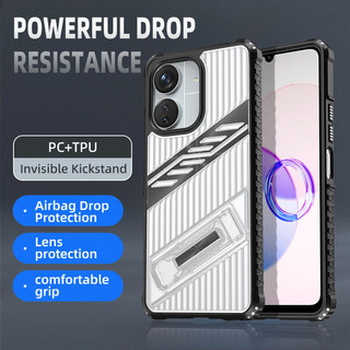 Dành cho Xiaomi 13T / 13T Pro / Redmi 13C / Turbo 4 Ốp điện thoại PC cứng trong suốt TPU mềm tích hợp chân đế ẩn Chống rơi Vỏ mỏng chống sốc