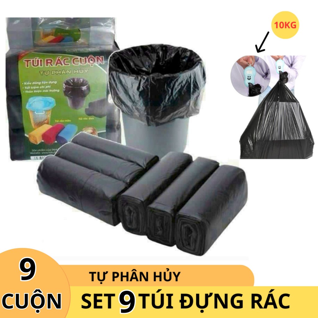 Combo 9 Cuộn Túi Đen Đựng Rác Tự Phân Hủy, Túi Đựng Rác Siêu Dai Bảo vệ ...