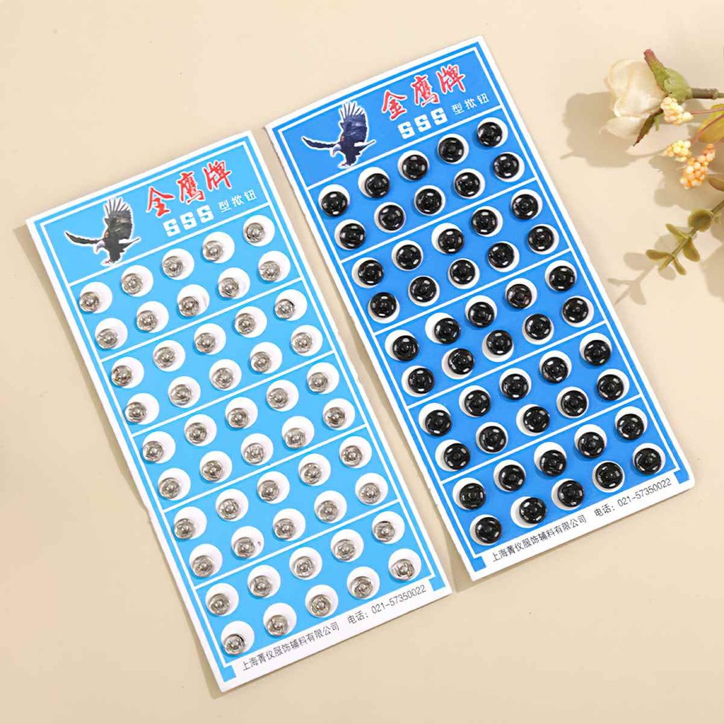 Kim Loại Nhỏ Chốt Bấm Nút 8 / 12 / 16 / 21mm Đen Bạc Quần Áo Phụ Kiện May Nhúng Khóa