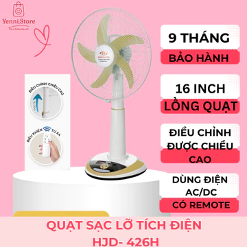 Quạt sạc tích điện để bàn AC/DC 16 inch Honjianda FL426H - quạt có Remote