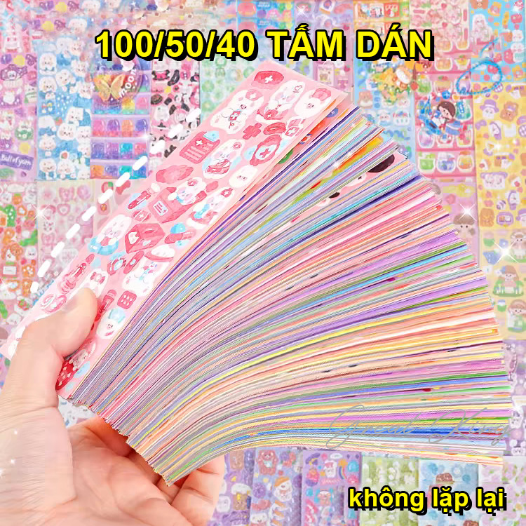 Set 100/50/20 tấm Sticker lấp lánh trang trí ảnh idol, toploader cán ...