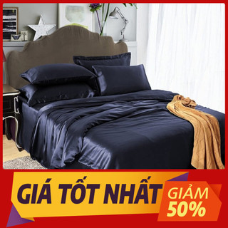 🧧LỤA SILK🧧 Chăn Ga Gối Phi Lụa Mã Xanh Đen Sang Trọng - Hàng Loại 1 Mềm Mát - Chăn Ga Sỉ HCM