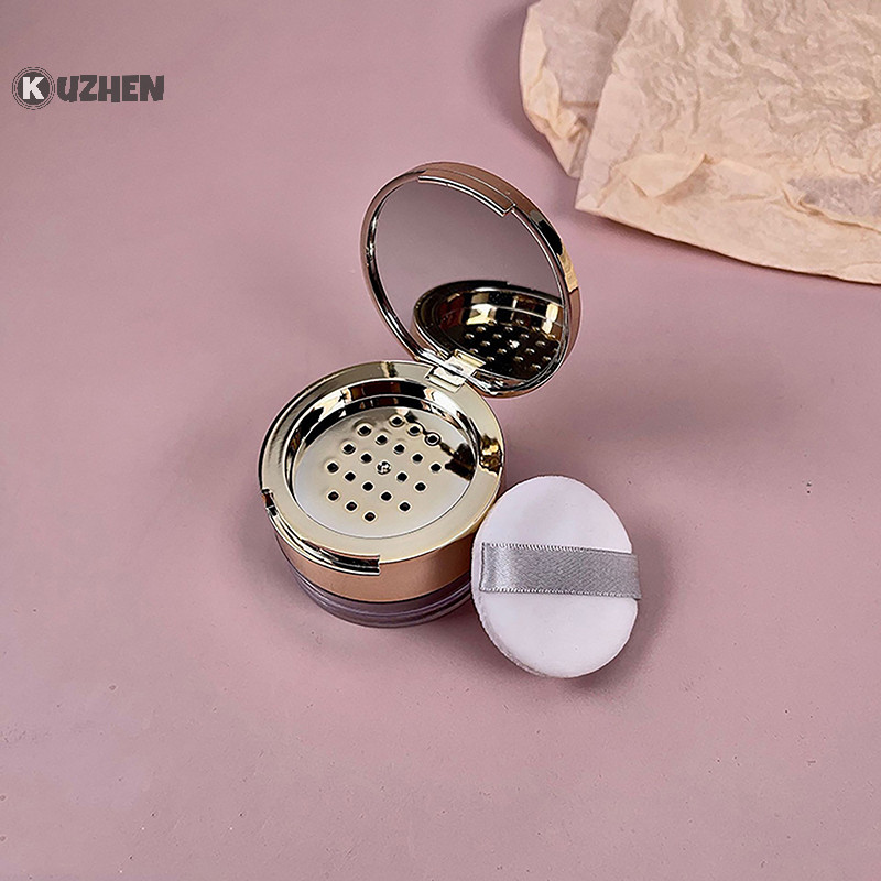 Kuzhen 6g Di Động Vàng Mỹ Phẩm Hộp Nhựa Trong Suốt Có Thể Tháo Rời Nồi Có Sàng Du Lịch Trang Điểm Lọ Sifter Hộp Đựng Với Puff HOT